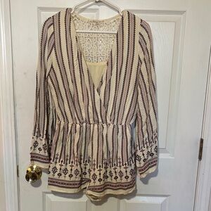 Striped Cream and Purple Women's Top